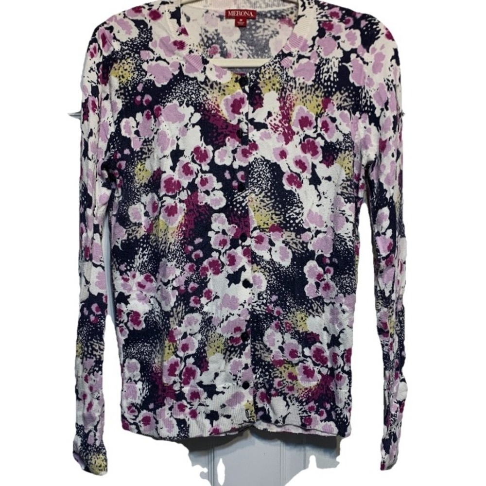 Merona Floral Cardigan Sweater Medium Garden Party Soft Girl Coquette